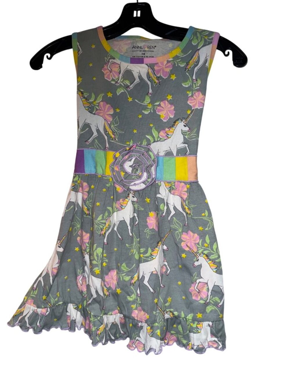 AnnLoren Girls Unicorn Dress & Pastel Leggings Set Size 7/8 - Picture 3 of 6